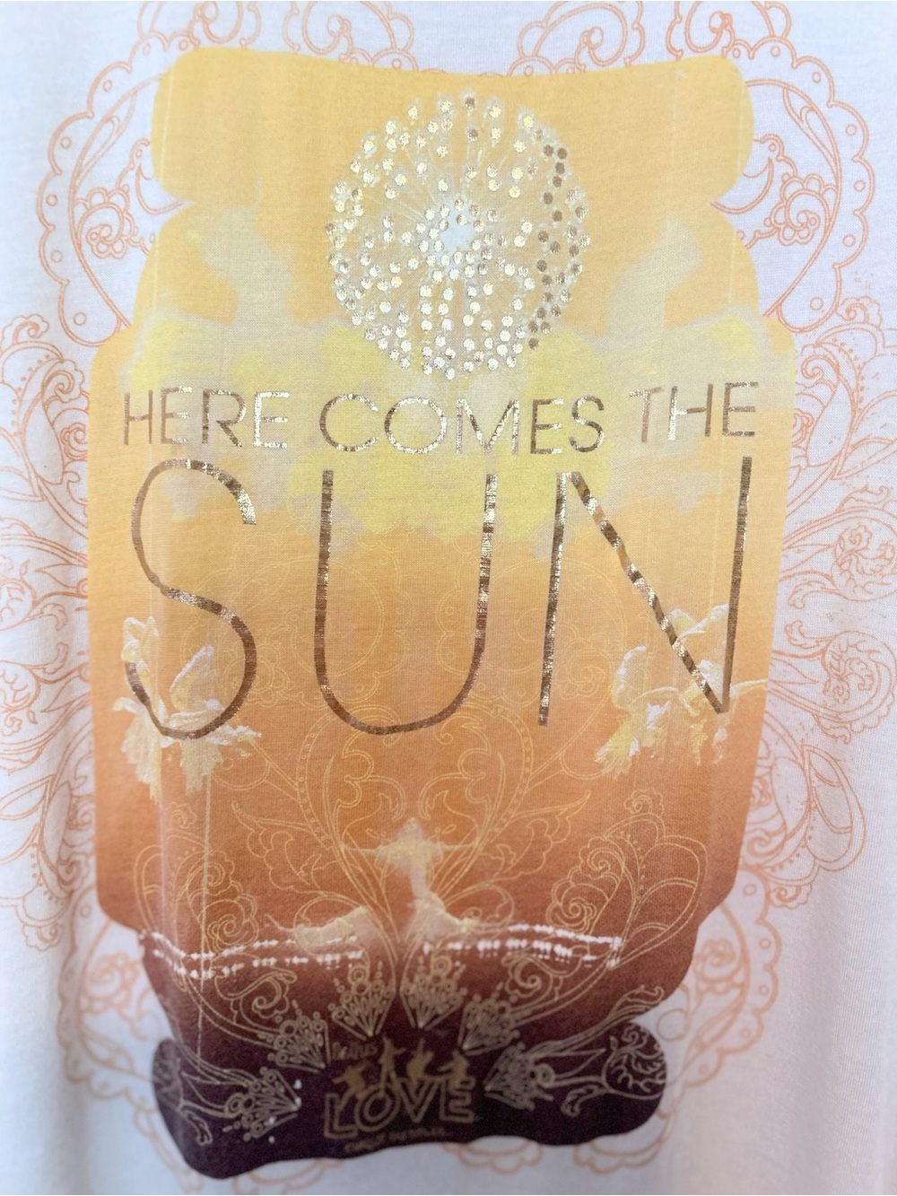 Beatles Cream Long Sleeve Graphic Tee with Gold Sun